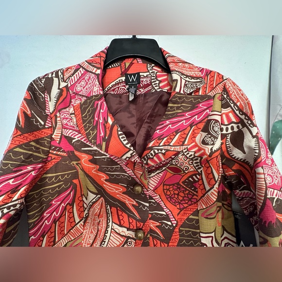 W Work to Weekend Women’s Orange Pink Floral Pockets Ruffle Back Blazer Jacket 6 - Picture 2 of 14